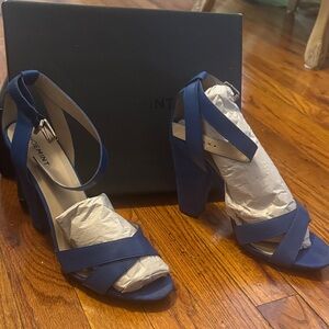 Elegant Navy Blue Heeled Sandals
